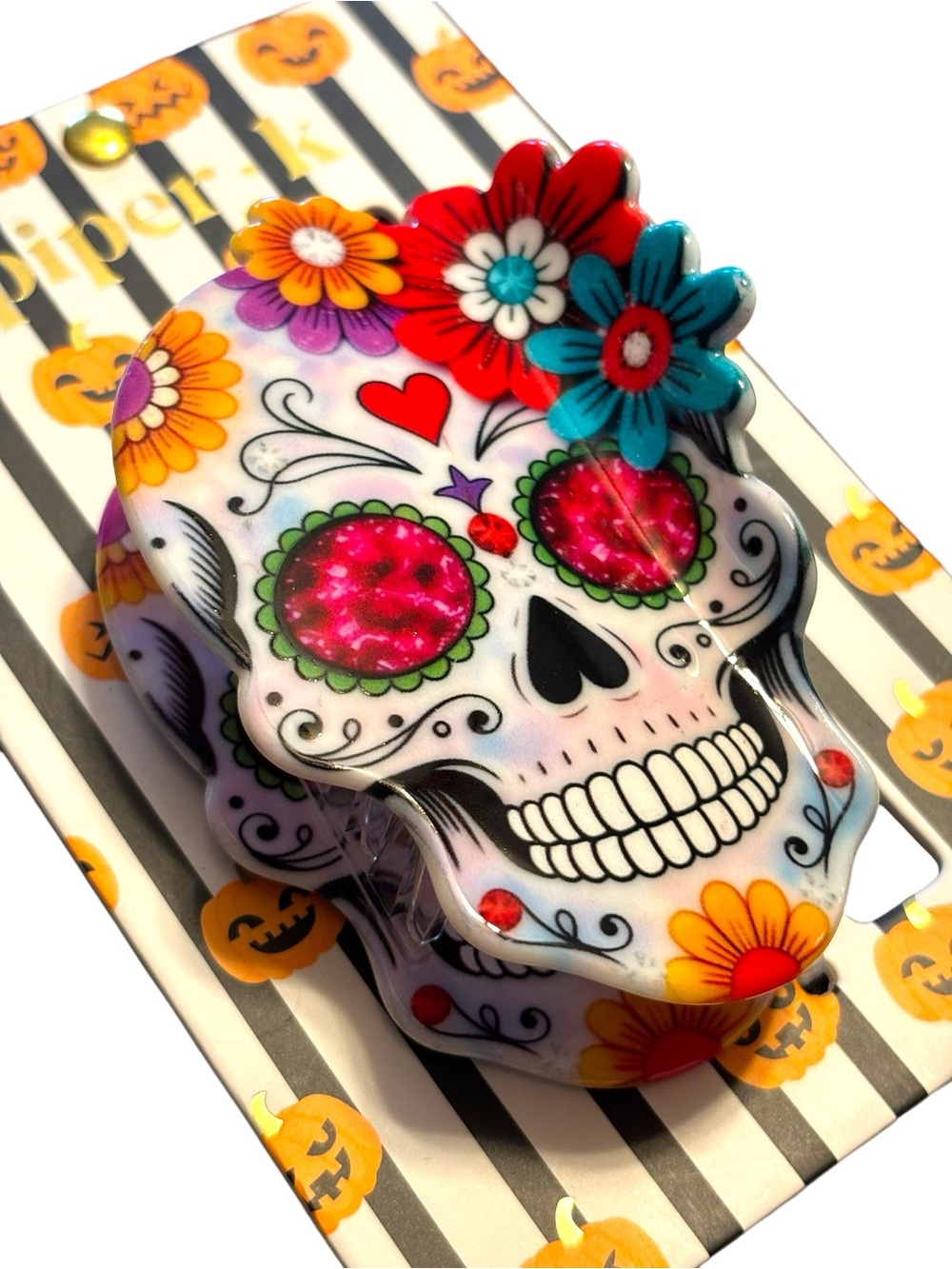 NWT•Piper K Floral Sugar Skull Hair Clip